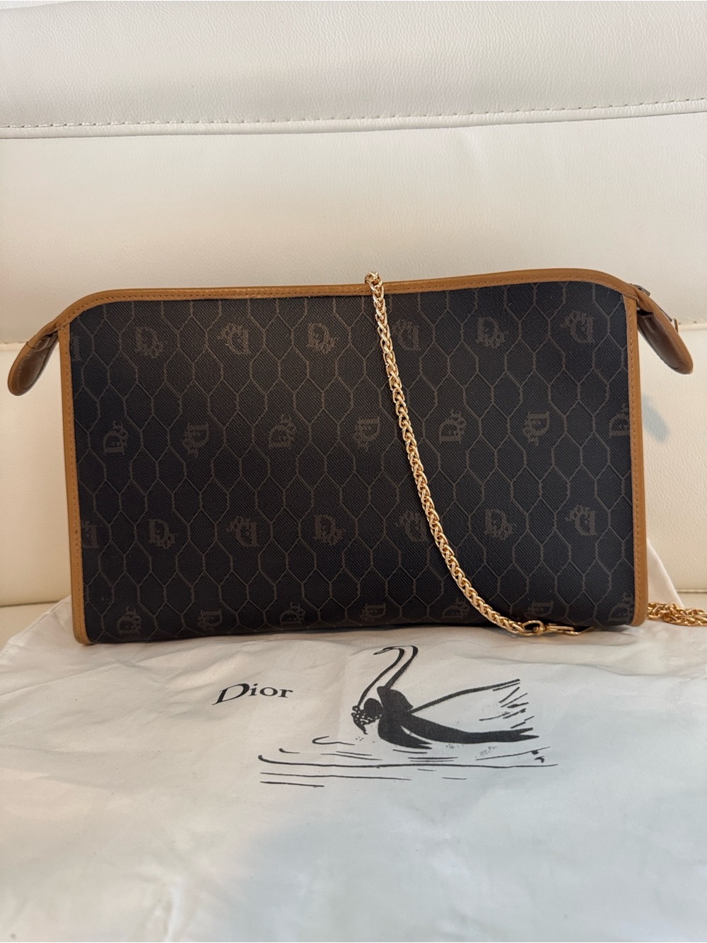 Christian Dior Authentic VTG Honeycomb Clutch Conversion Chain Bag w/Dust Bag - Picture 3 of 14
